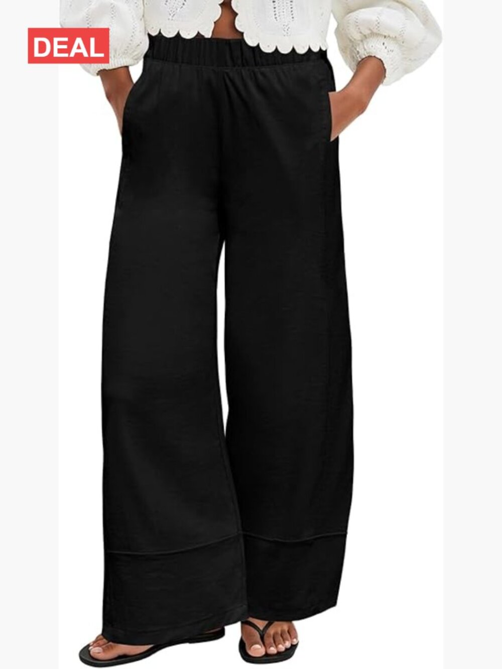 Wide Leg Linen Pants High Waisted Cotton Blend Palazzo with Pockets